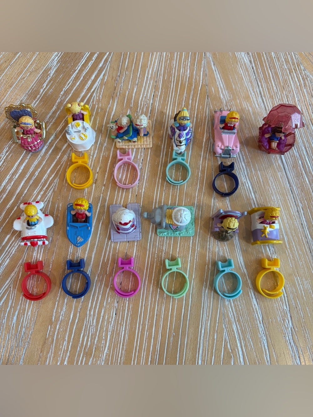 Lot of 12 Polly Pocket Rings Bluebird 1989-1993